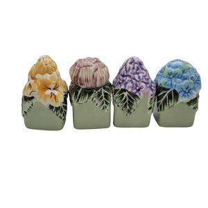 Princess House Ceramic Springtime Garden Flower Salt and Pepper Shakers (4)